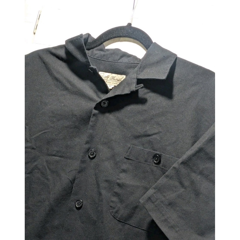Vtg St Patrick Linen Rayon Blend Camp Shirt Mens Large L Loop Collar Pocket 90s